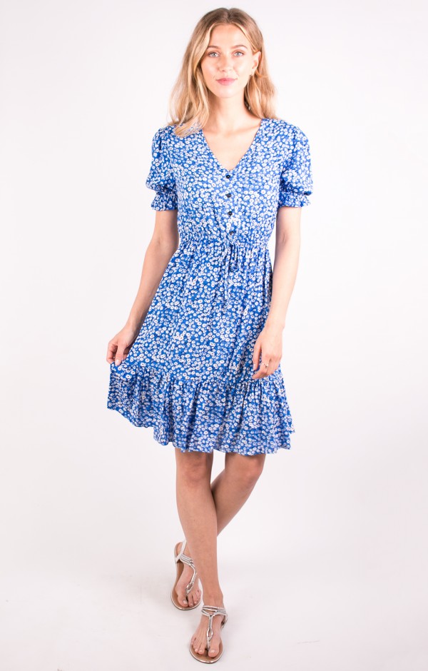 Floral Print Ruffle Hem Summer Dress