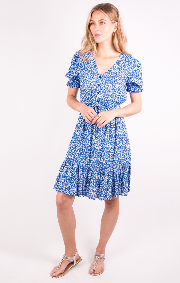Floral Print Ruffle Hem Summer Dress
