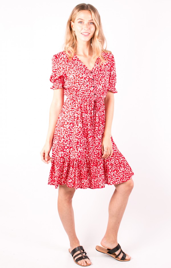 Floral Print Ruffle Hem Summer Dress