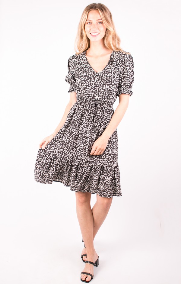 Floral Print Ruffle Hem Summer Dress