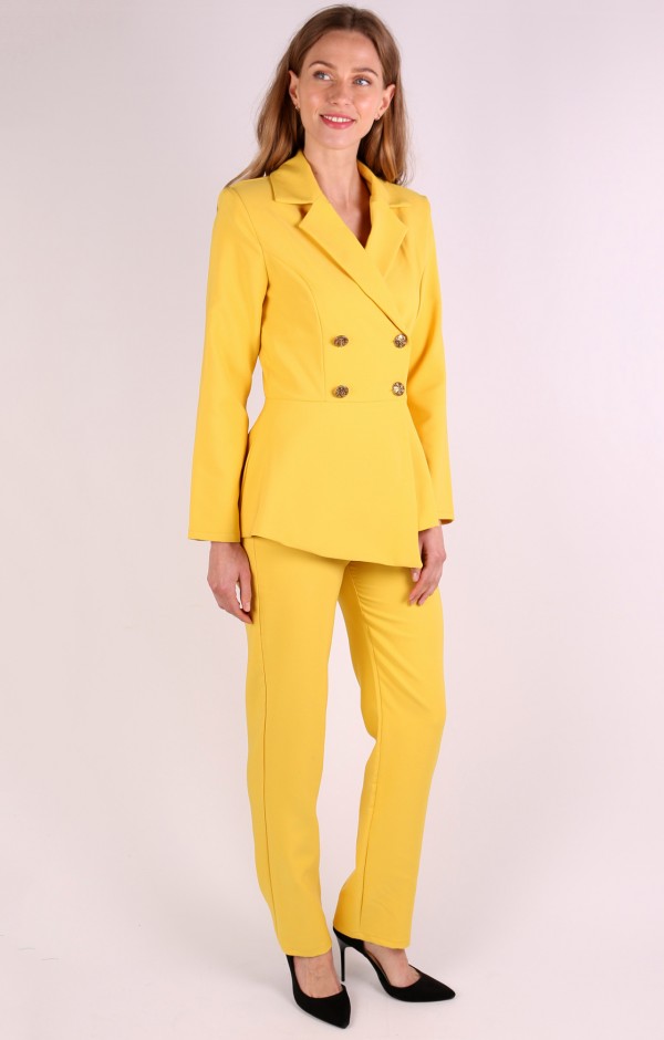 Golden Button Double Breasted Blazer Trouser Set 