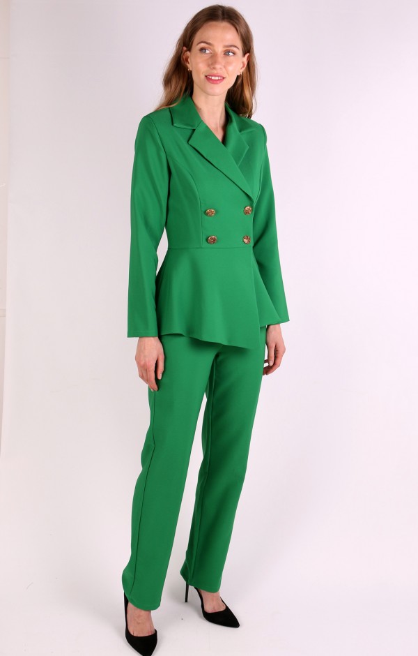 Golden Button Double Breasted Blazer Trouser Set 