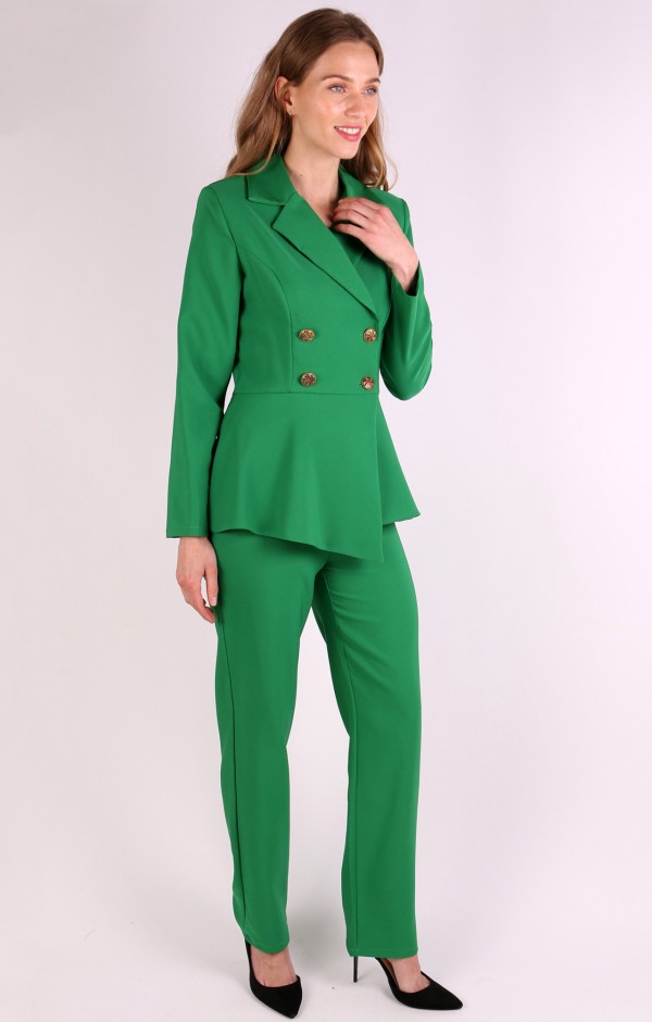Golden Button Double Breasted Blazer Trouser Set 