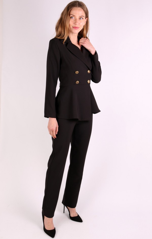 Golden Button Double Breasted Blazer Trouser Set 