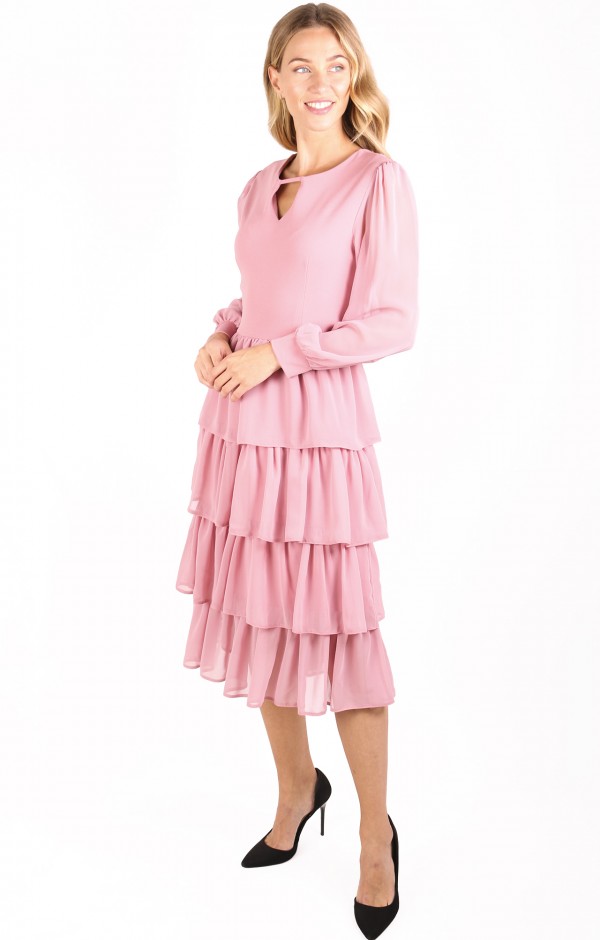 Long Sleeve Layered Party Dress