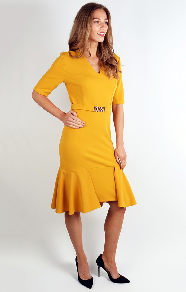 Buckle Front Midi Dress