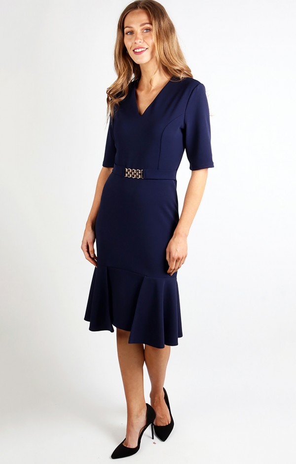 Buckle Front Midi Dress