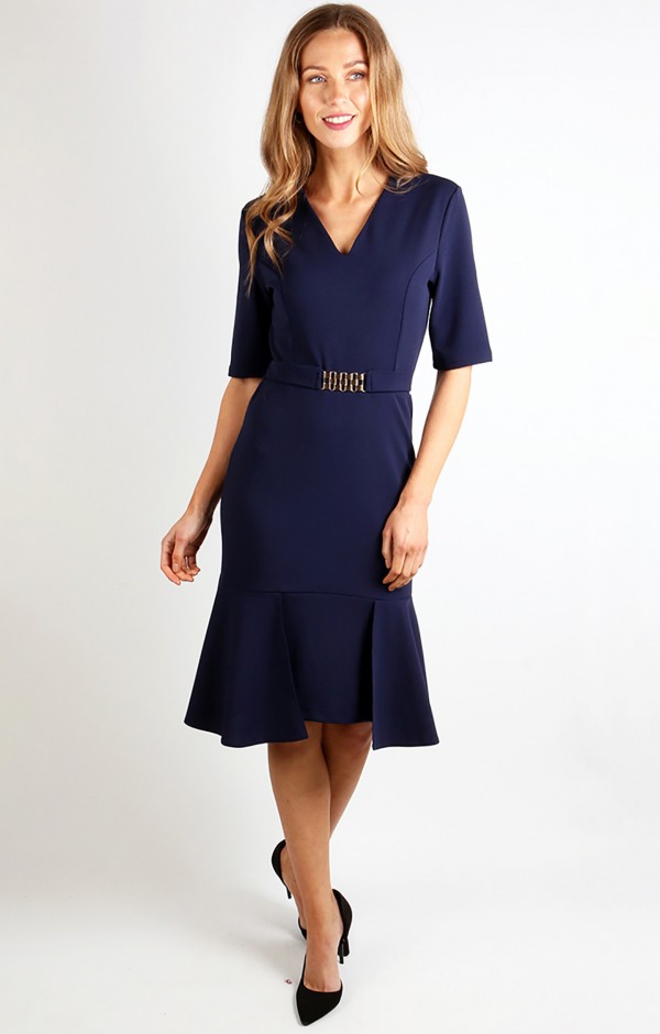 Buckle Front Midi Dress